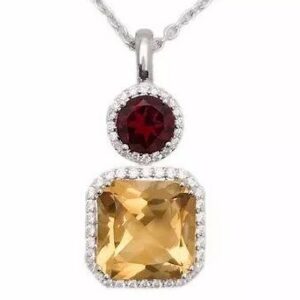 Diamond with gemstone pendant