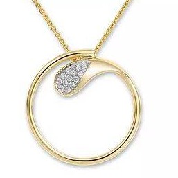 gold diamond Round pendant necklace