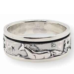 SILVER HORSE SPINNER RING