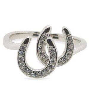 SILVER CZ DOUBLE HORSESHOE RING