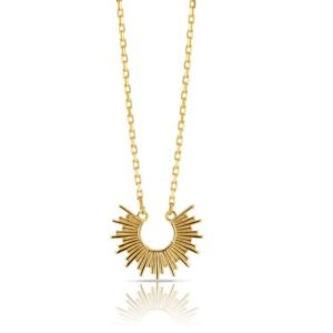 Gold fancy striped open circle necklace