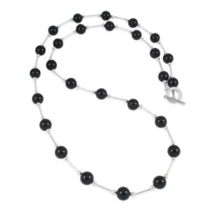 Silver Vogue black onyx long neckace