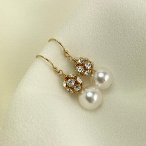 Gold Bolero crystal & pearl duo earrings