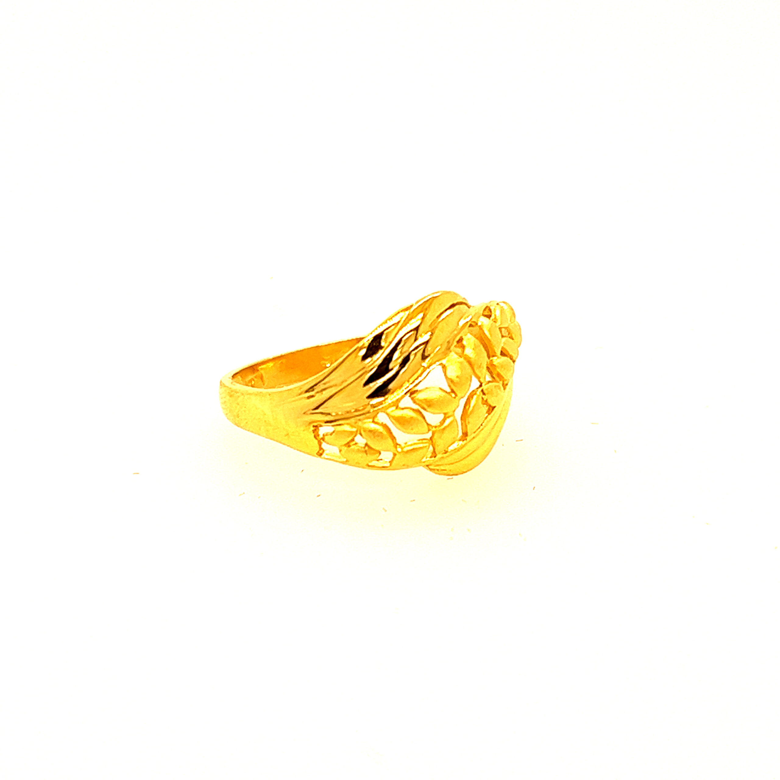 22k Gold Plain Leaves Ring - Image 2