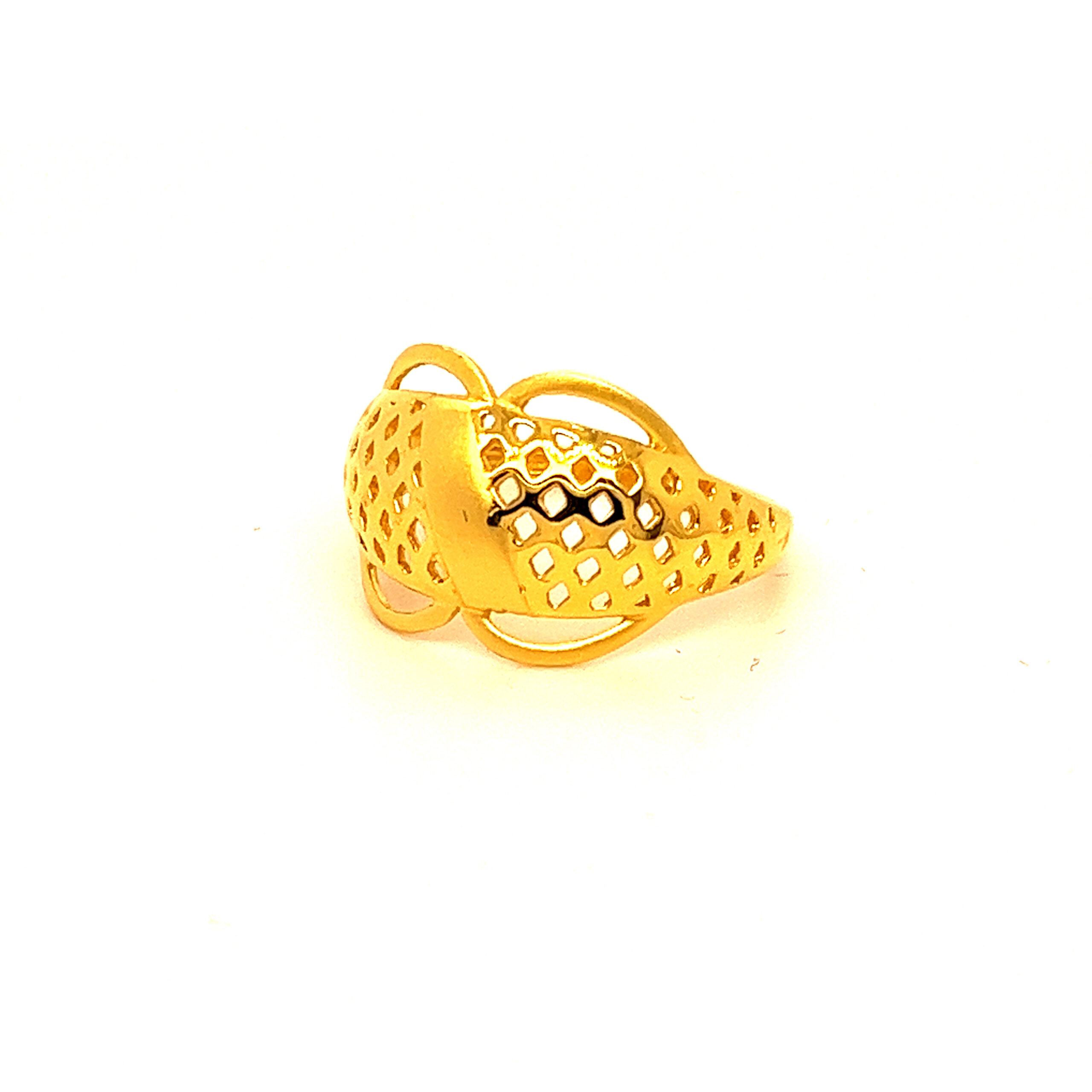 22k Gold Plain Net Armour Ring - Image 3