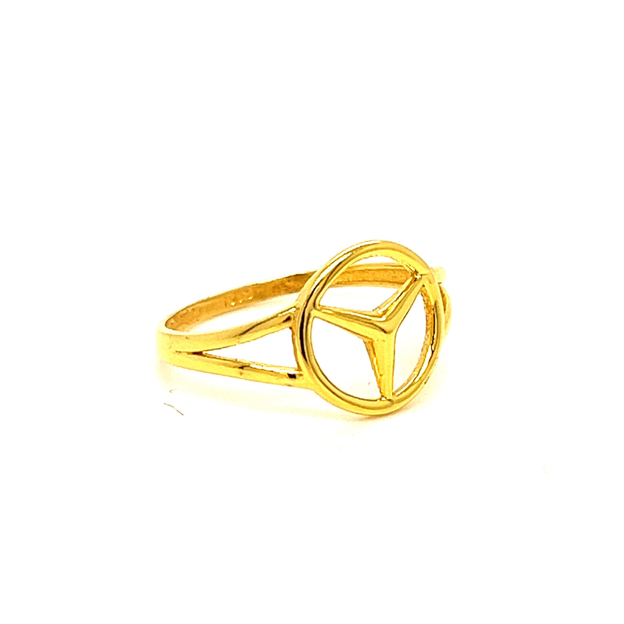 22k Gold Plain Mercedes Logo Ring