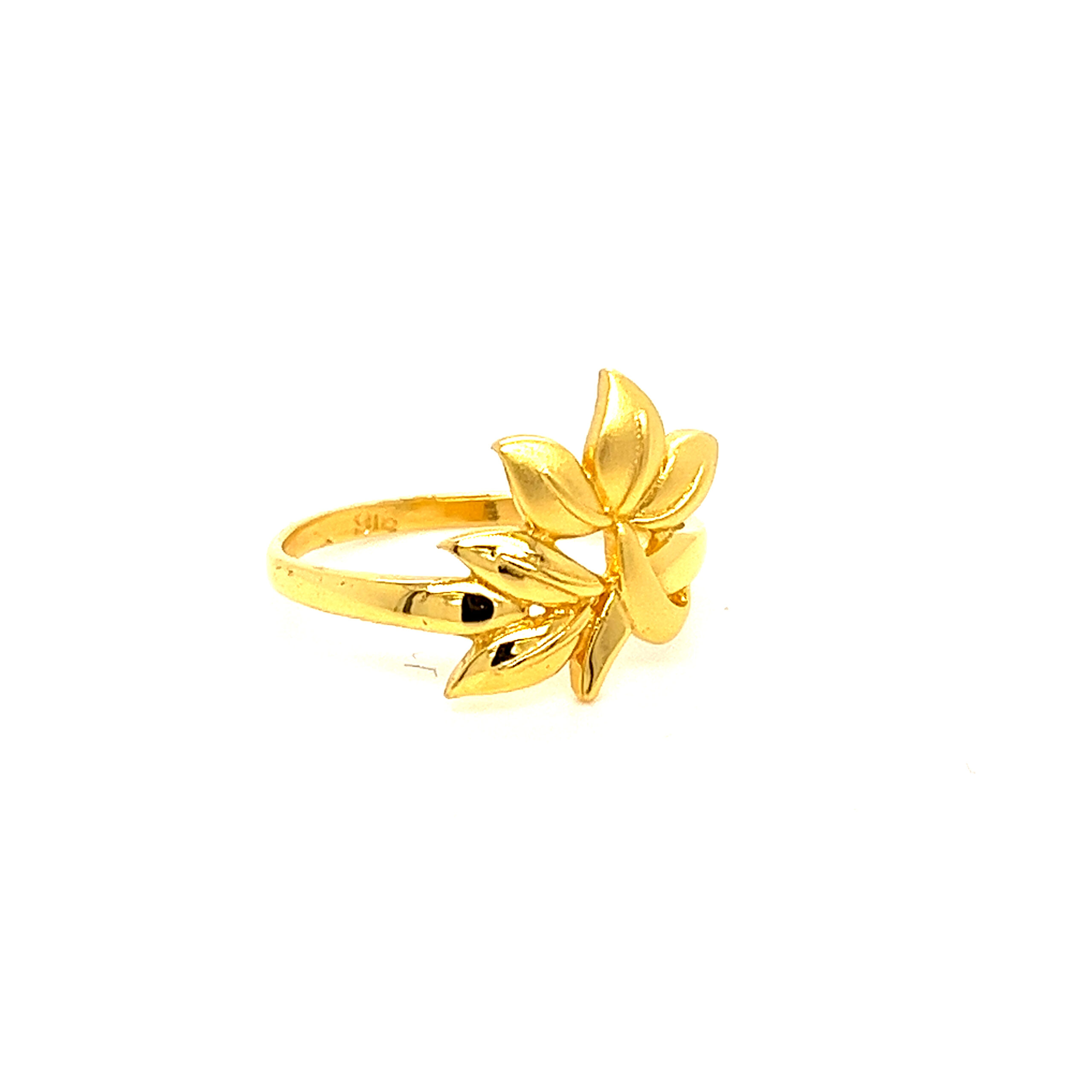 22k Gold Plain Floral Ring