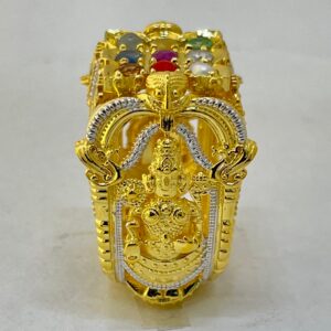 22K Gold Navratan LAXMI GOD RING