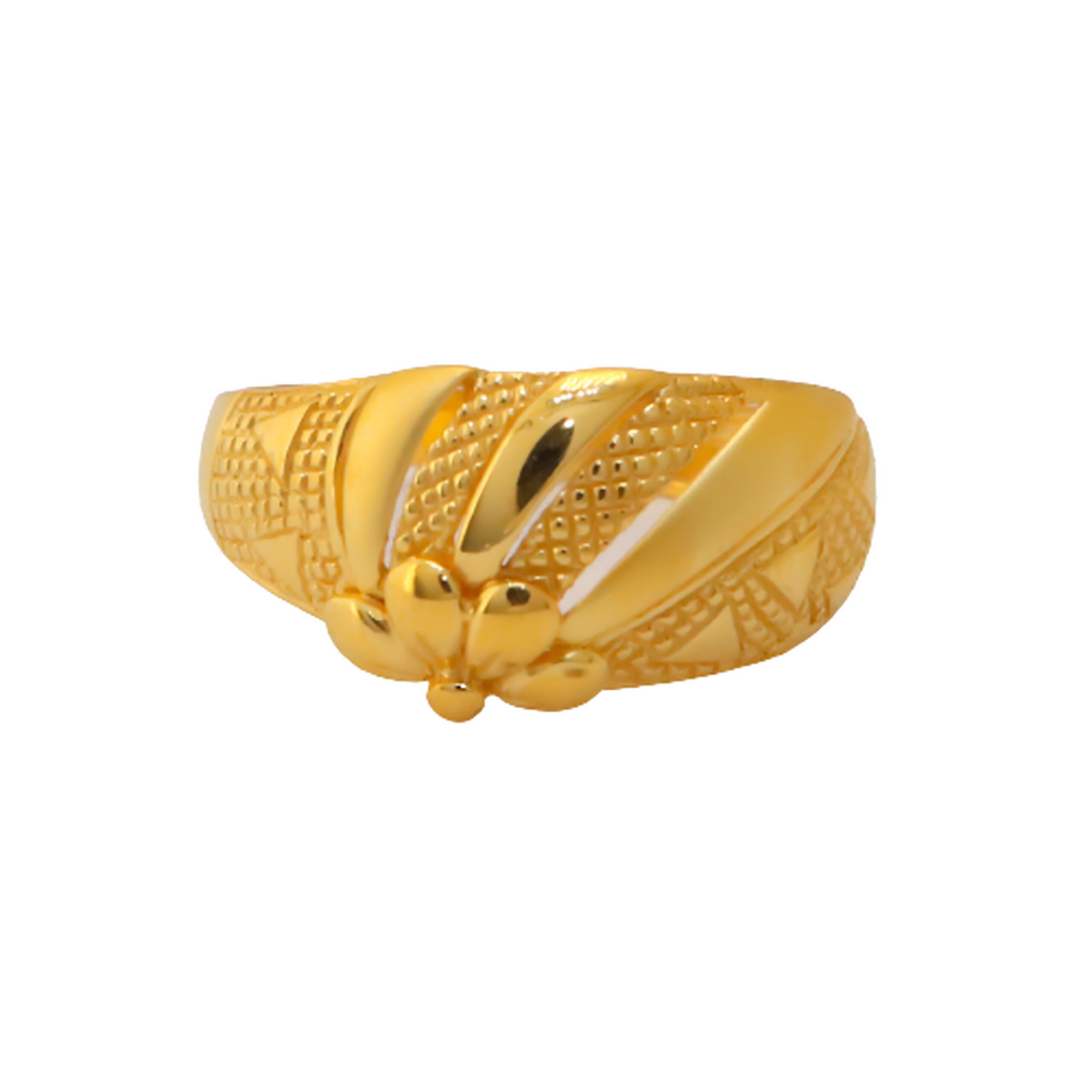 22k Gold Plain Half Flower Ring - Image 4