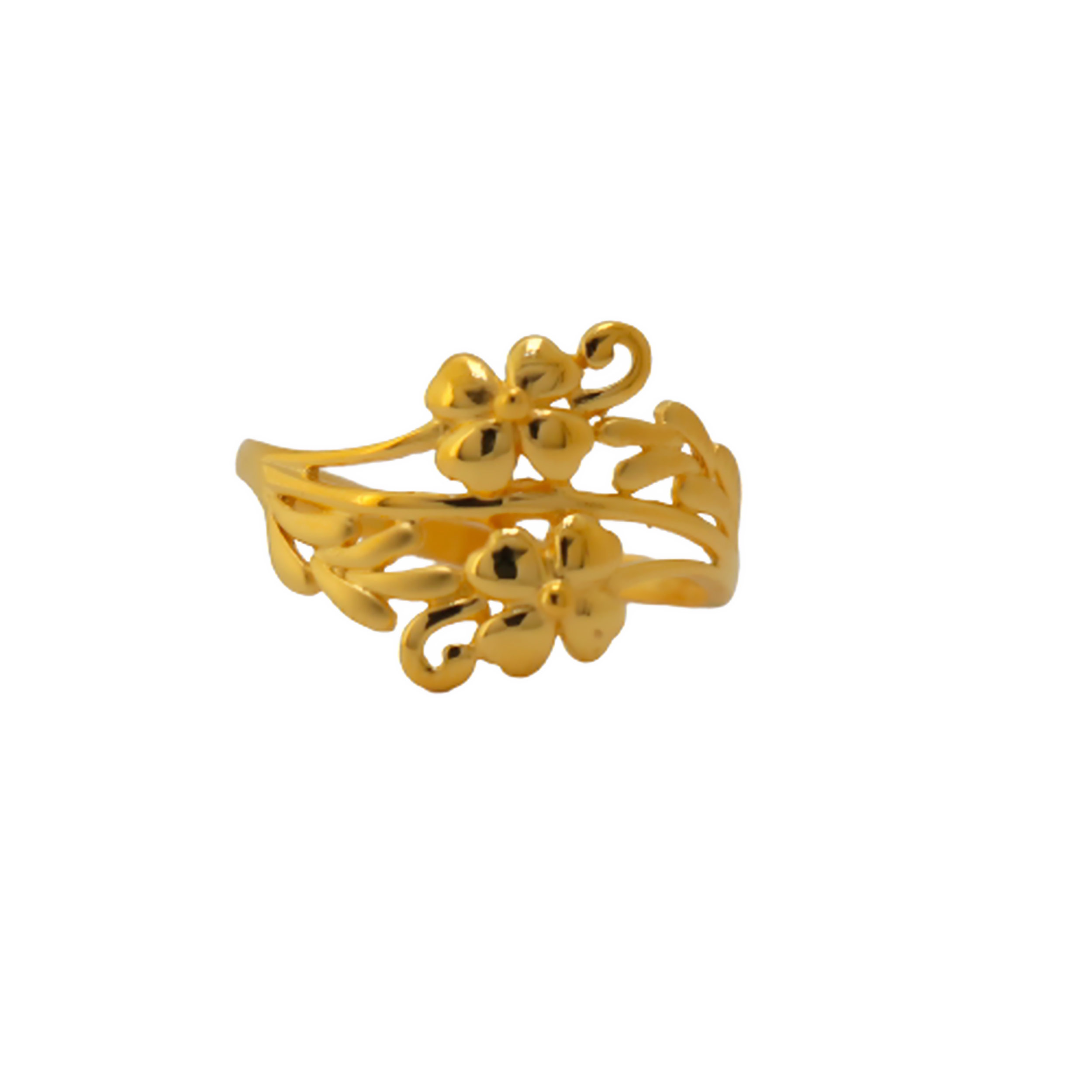 22k Gold Plain Two Flowers Ring - Image 3