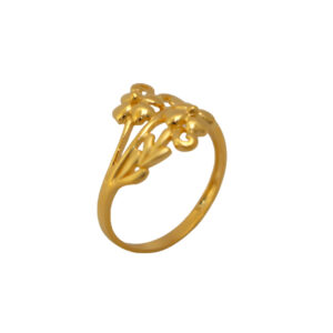 22k Gold Plain Two Flowers Ring