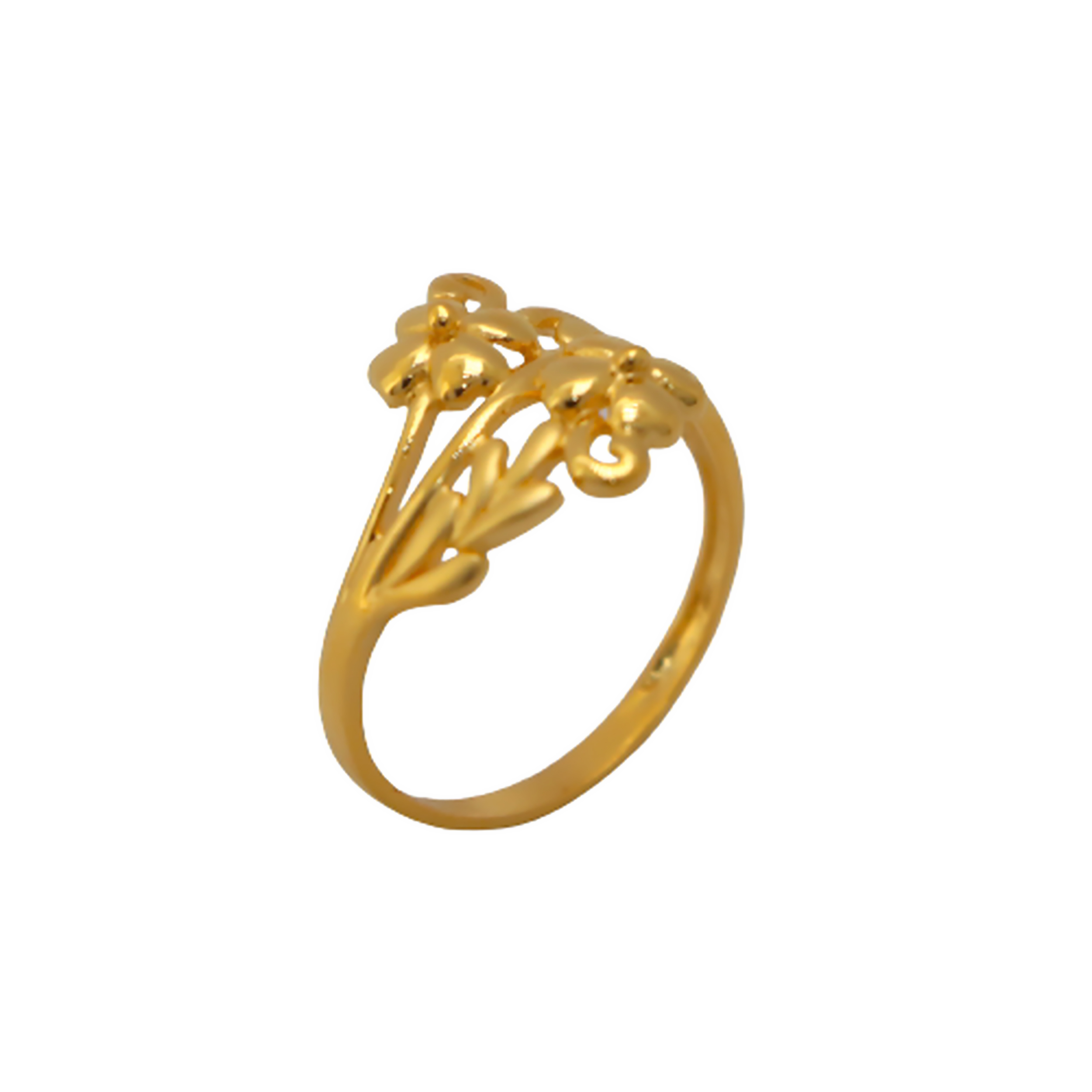 22k Gold Plain Two Flowers Ring