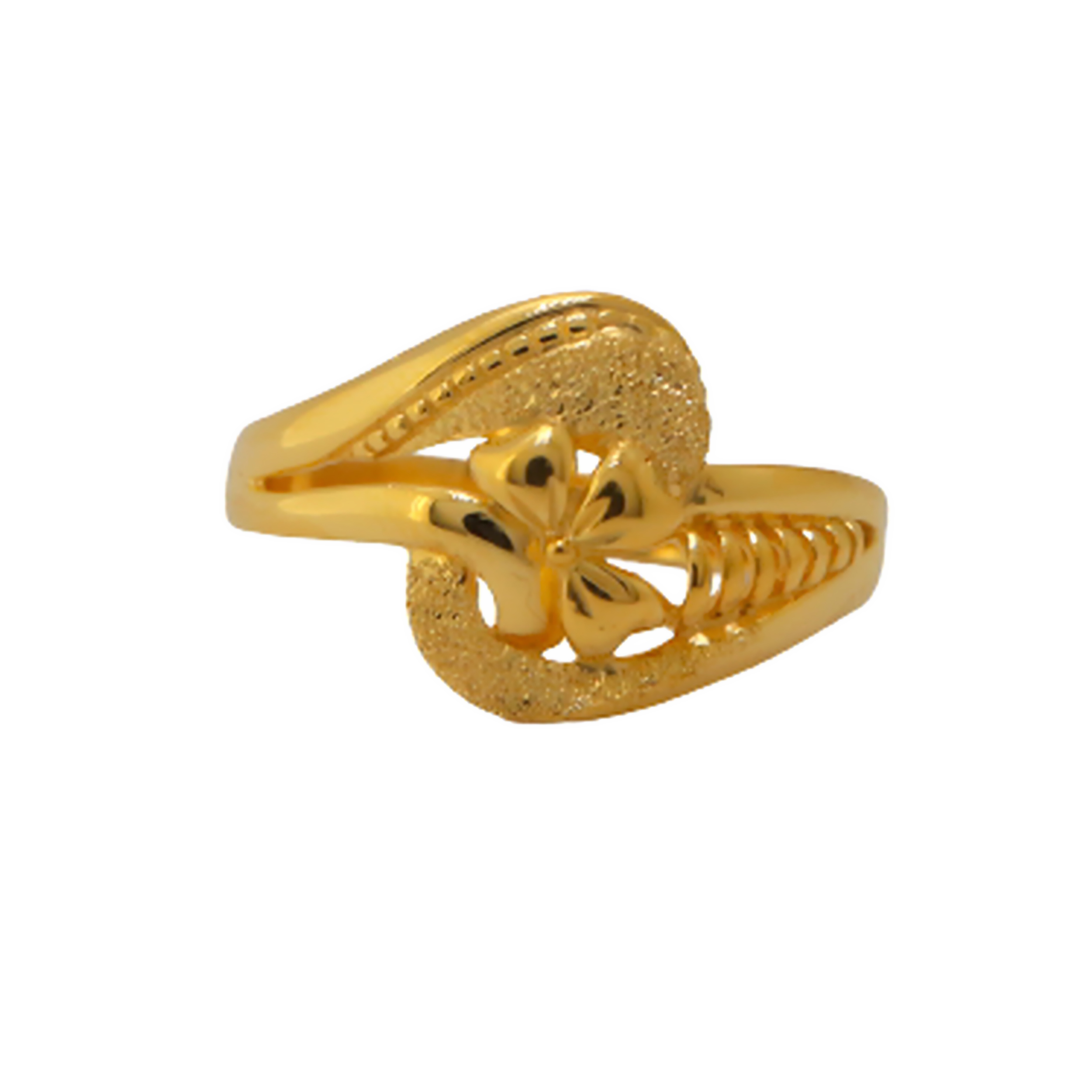 22k Golden Flower Plain Ring - Image 2