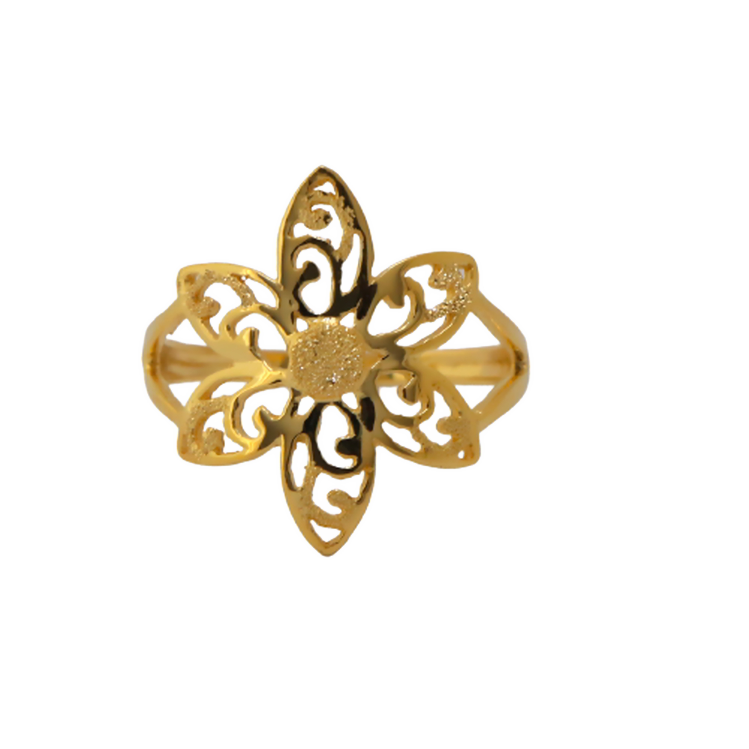 22k Gold Plain Floral Ring - Image 3