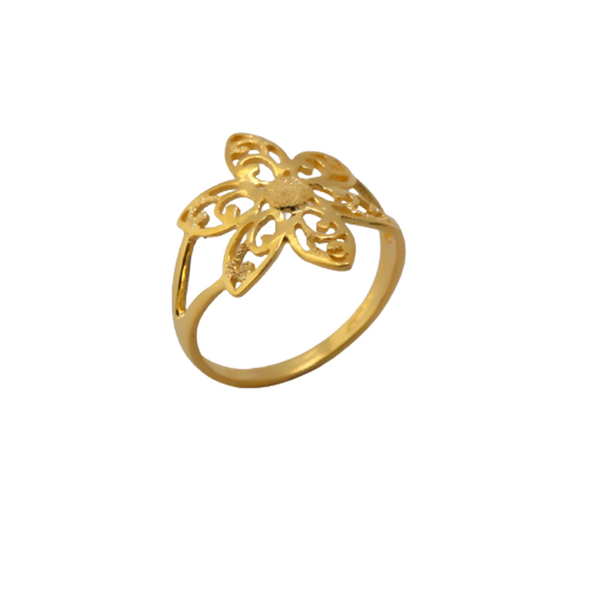 22k Gold Plain Floral Ring - Image 2