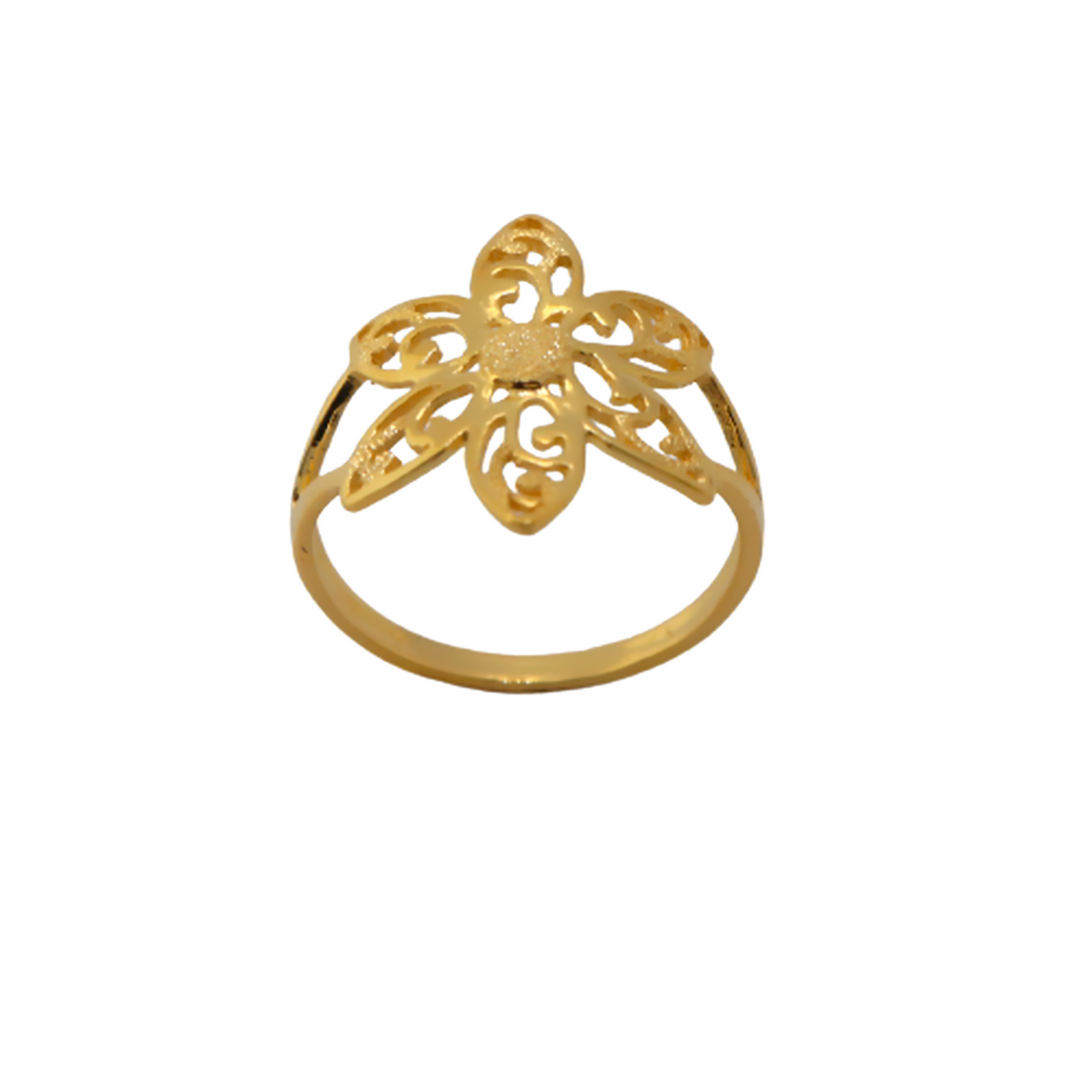 22k Gold Plain Floral Ring