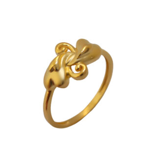 22k Gold Plain Two Hearts Ring