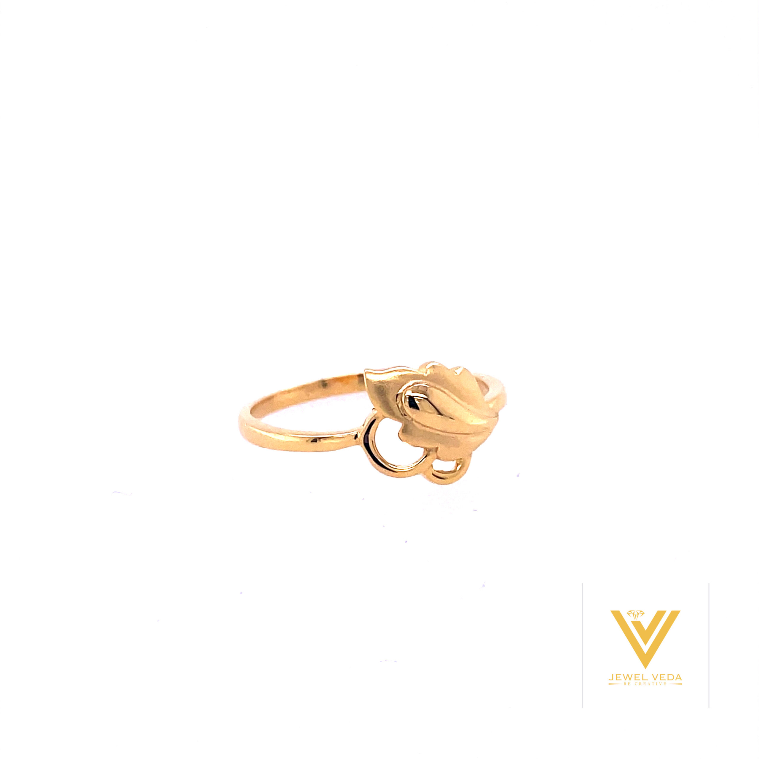 22k gold plain leaf ring