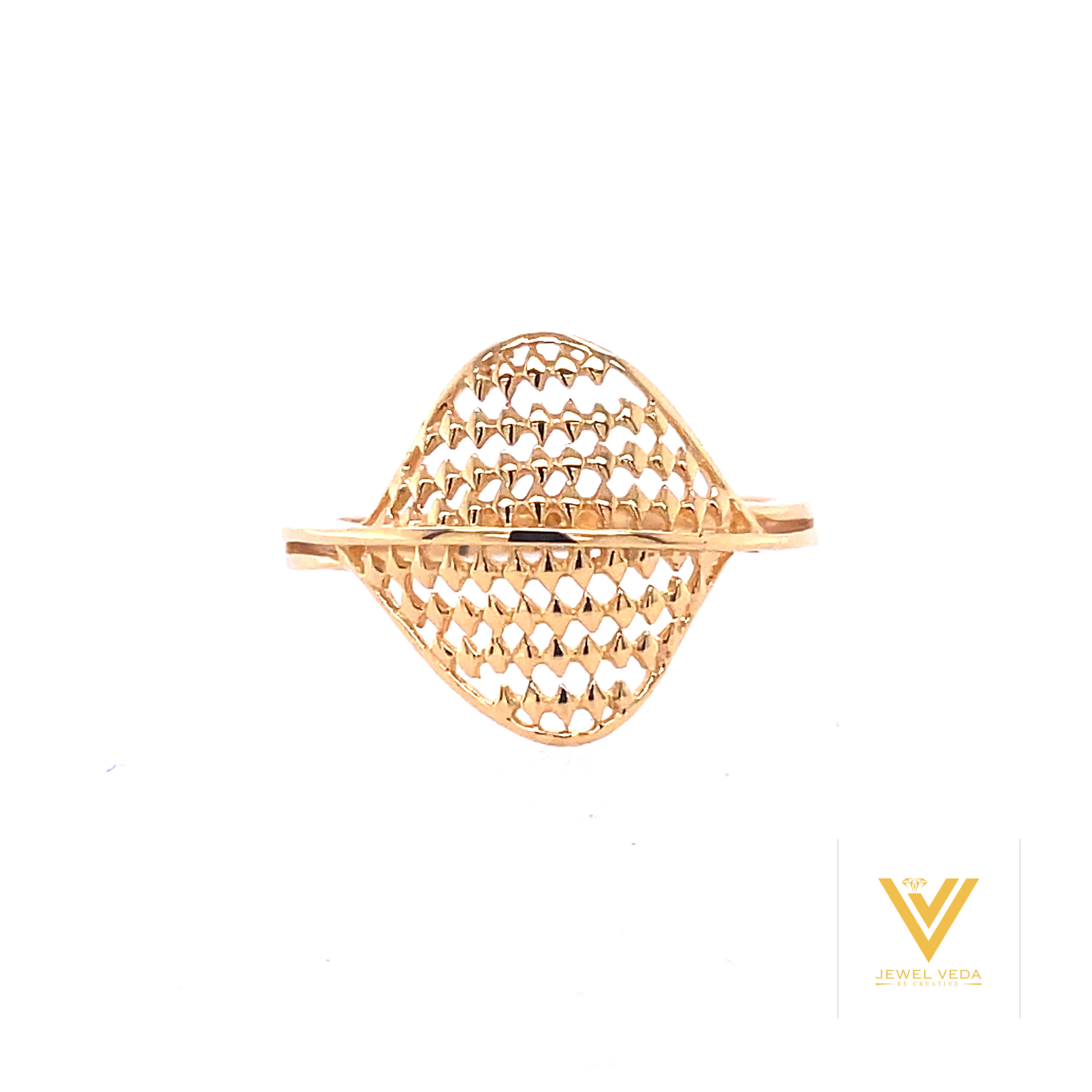 22k Gold Plain Jaali Ring - Image 3