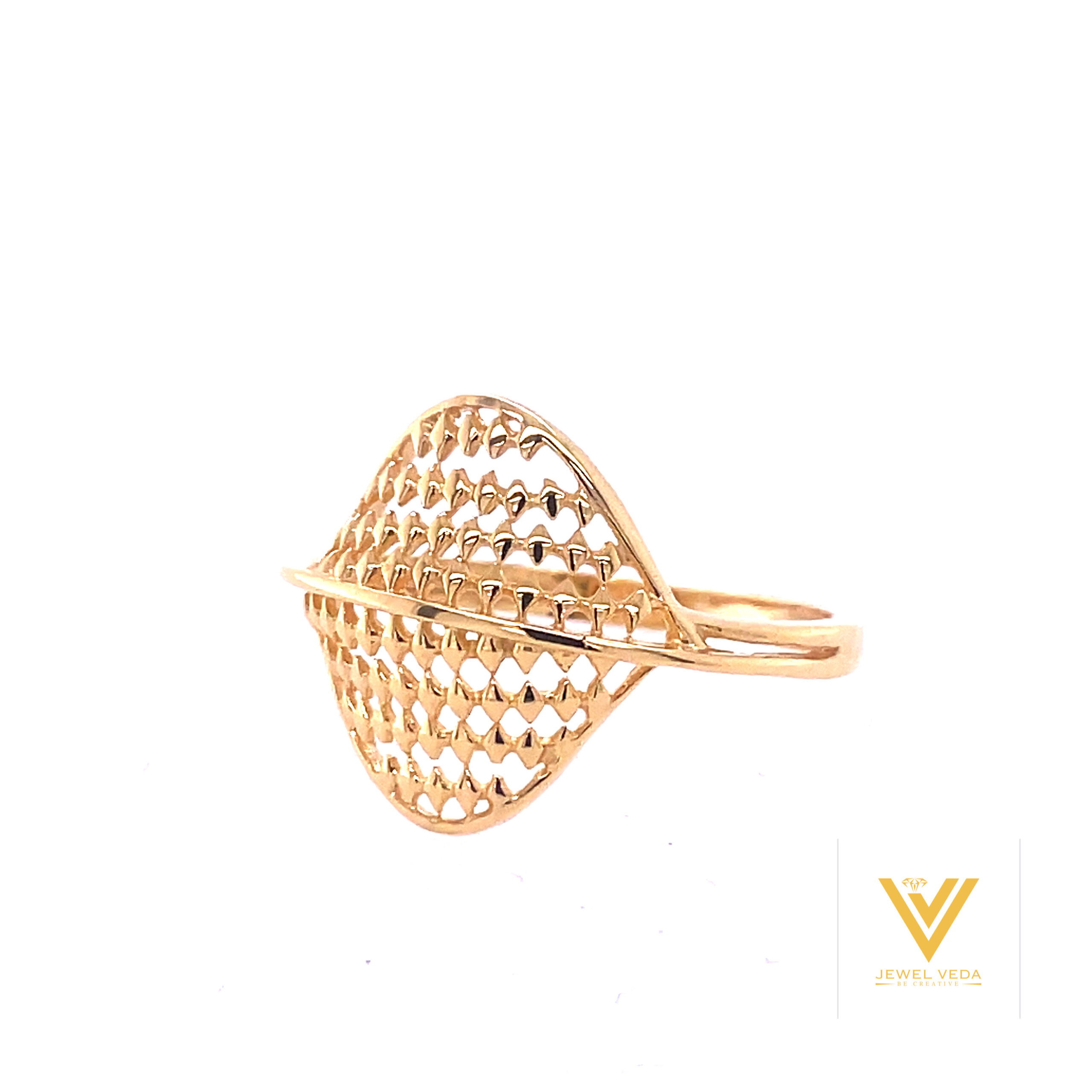 22k Gold Plain Jaali Ring - Image 2