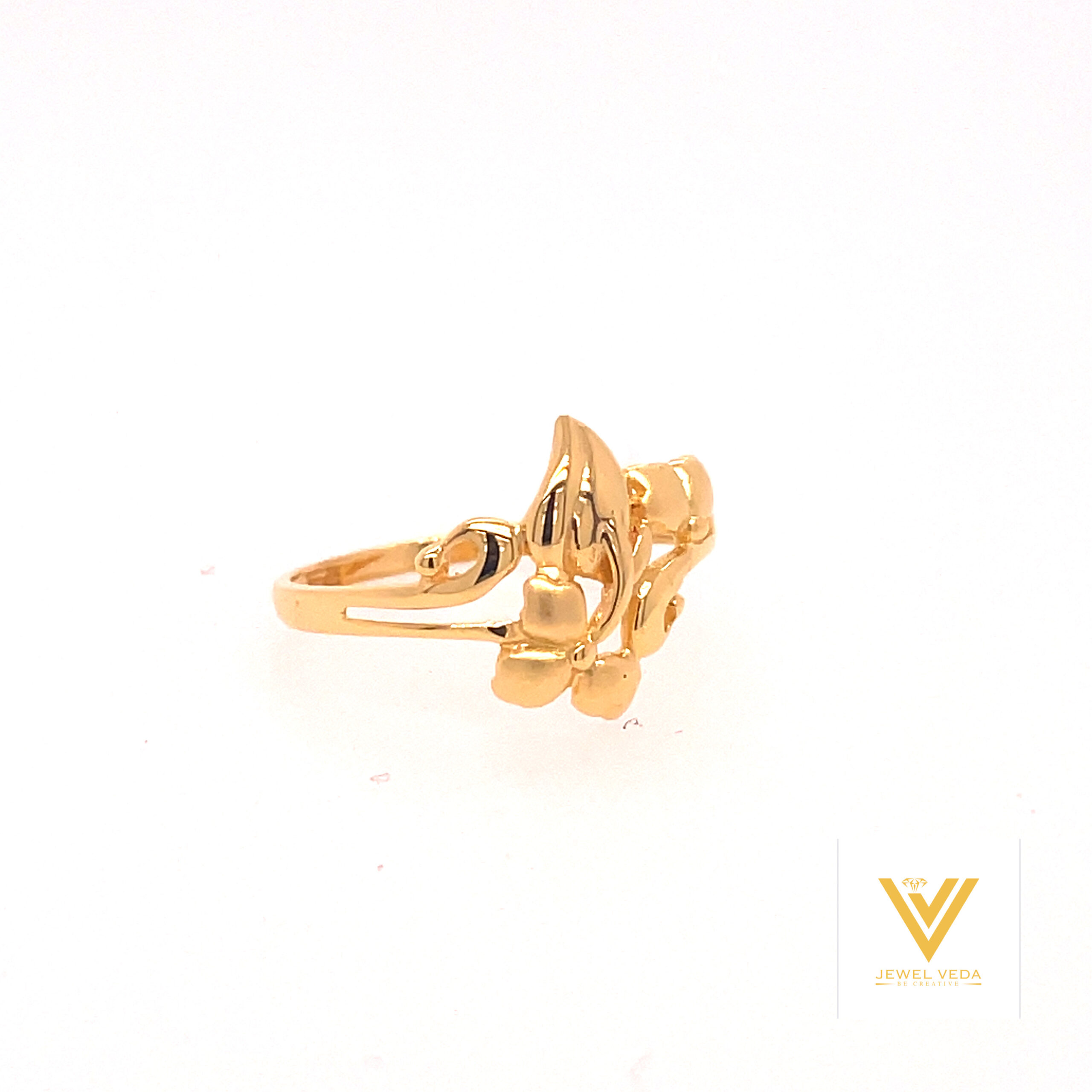 22k gold plain flower ring