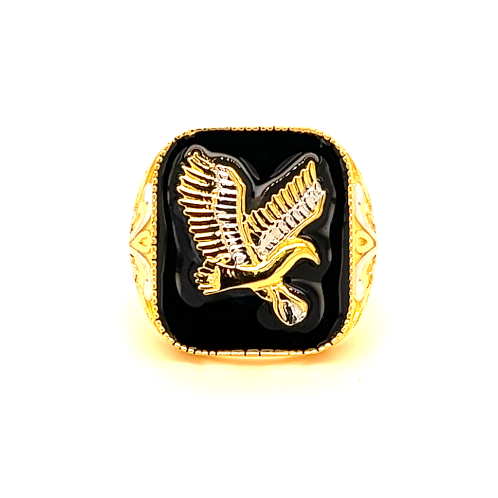 22k Gold Eagle Black Ring - Image 3