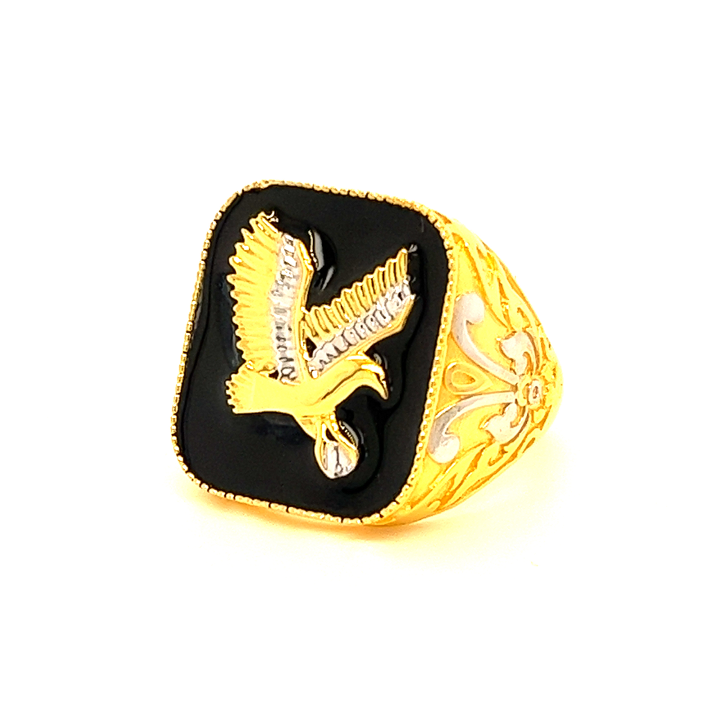 22k Gold Eagle Black Ring - Image 2