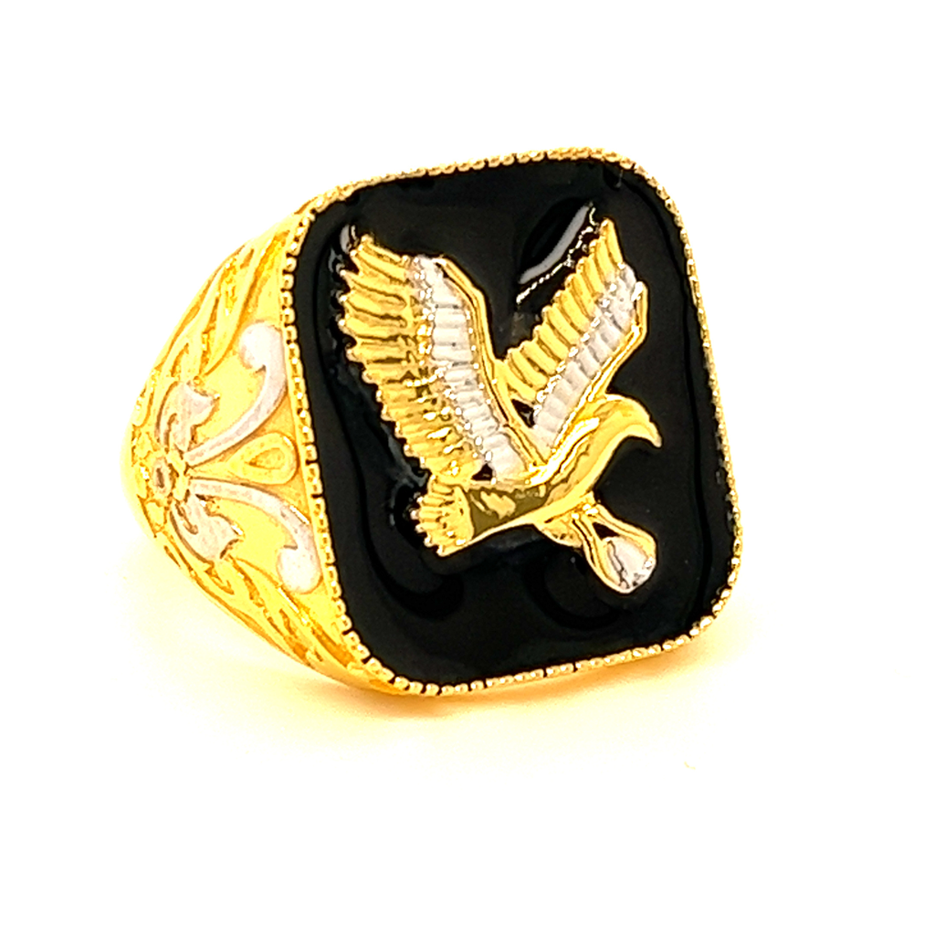22k Gold Eagle Black Ring