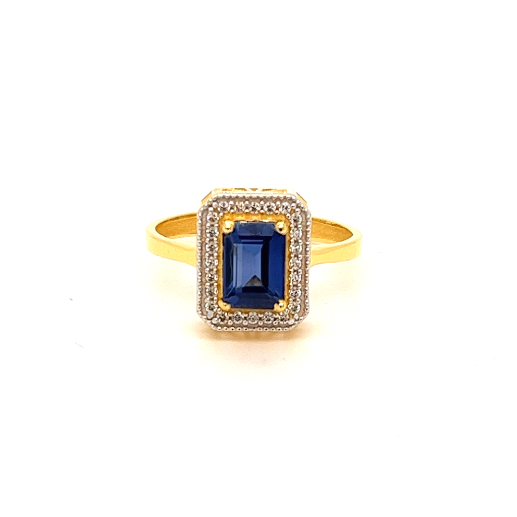 22k Gold with Blue Stone Unique Ring - Image 3
