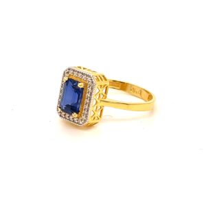 22k Gold with Blue Stone Unique Ring