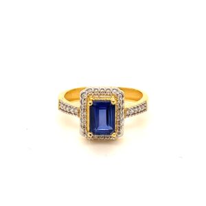 22k Gold Blue Stylish Stone Ring