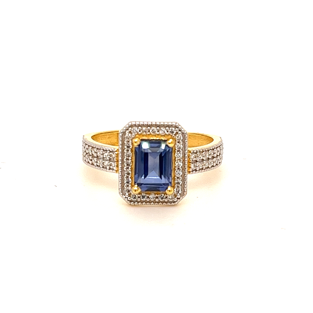 22k Gold With Blue Stone Exclusive Ring - Image 3