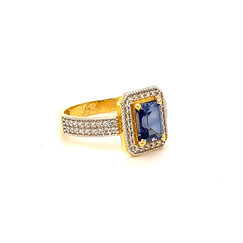 22k Gold With Blue Stone Exclusive Ring