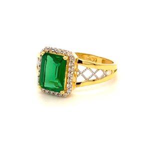 22k Gold CZ With  Green Charming Stone Ring