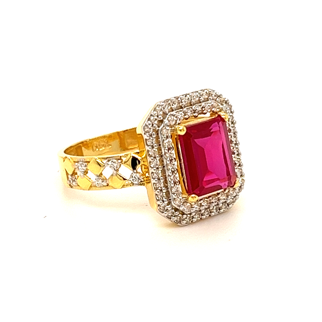 22k Gold With CZ Evergreen Ring