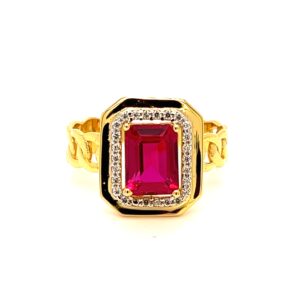22k Gold CZ Diamond For Men Ring