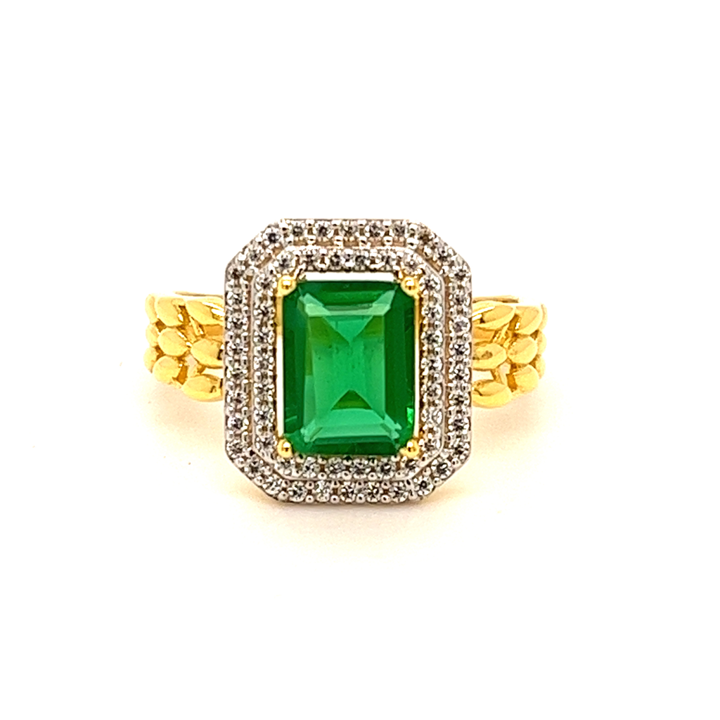 916 gold CZ Green Color Stone Ring - Image 3