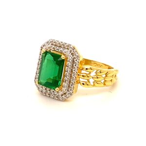 916 gold CZ Green Color Stone Ring