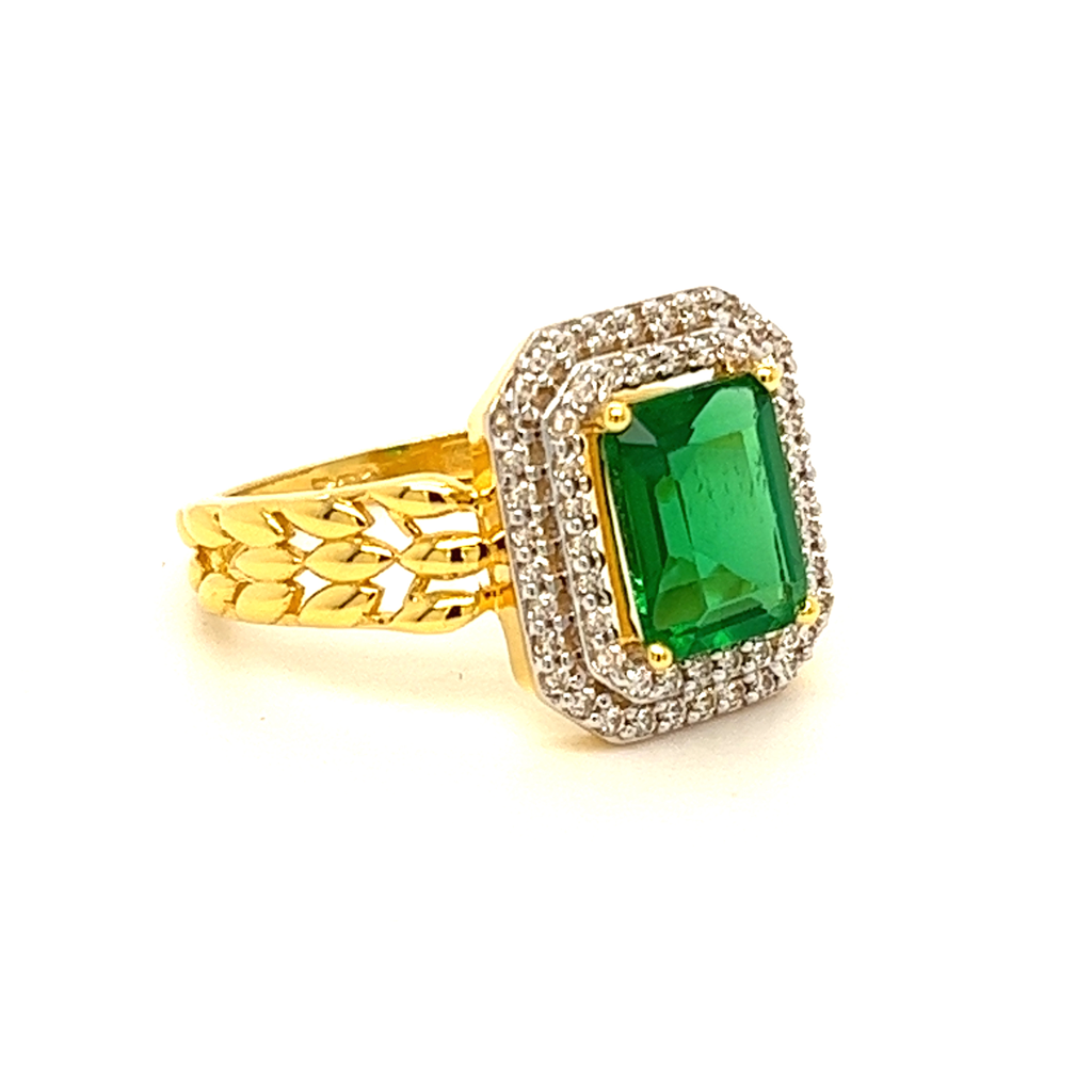 916 gold CZ Green Color Stone Ring