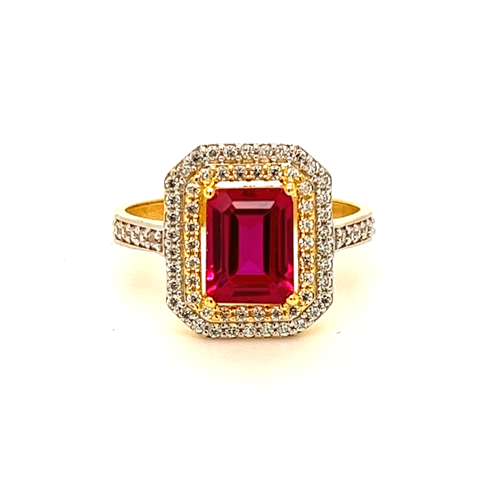 22k Gold CZ With Beautiful ruby Ring - Image 3