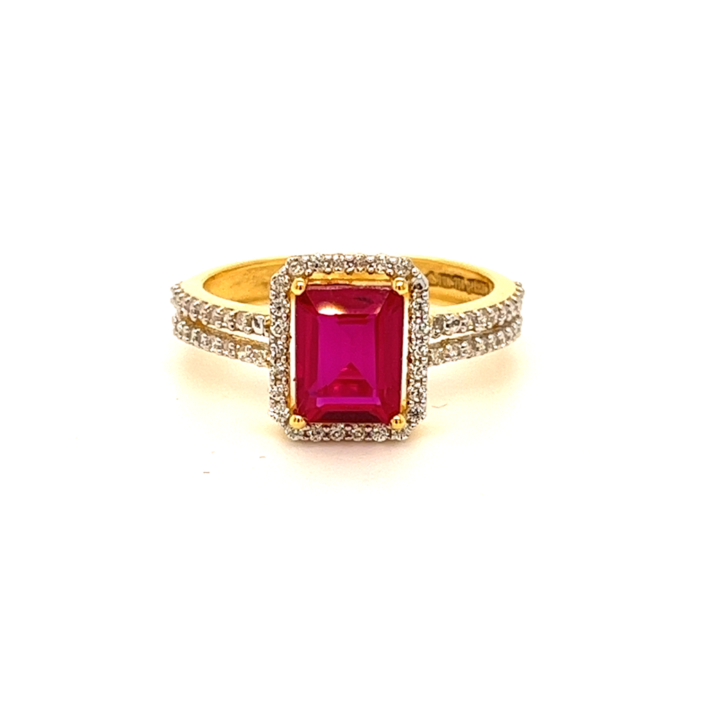 22k Gold With CZ Big red Stone Ring - Image 3