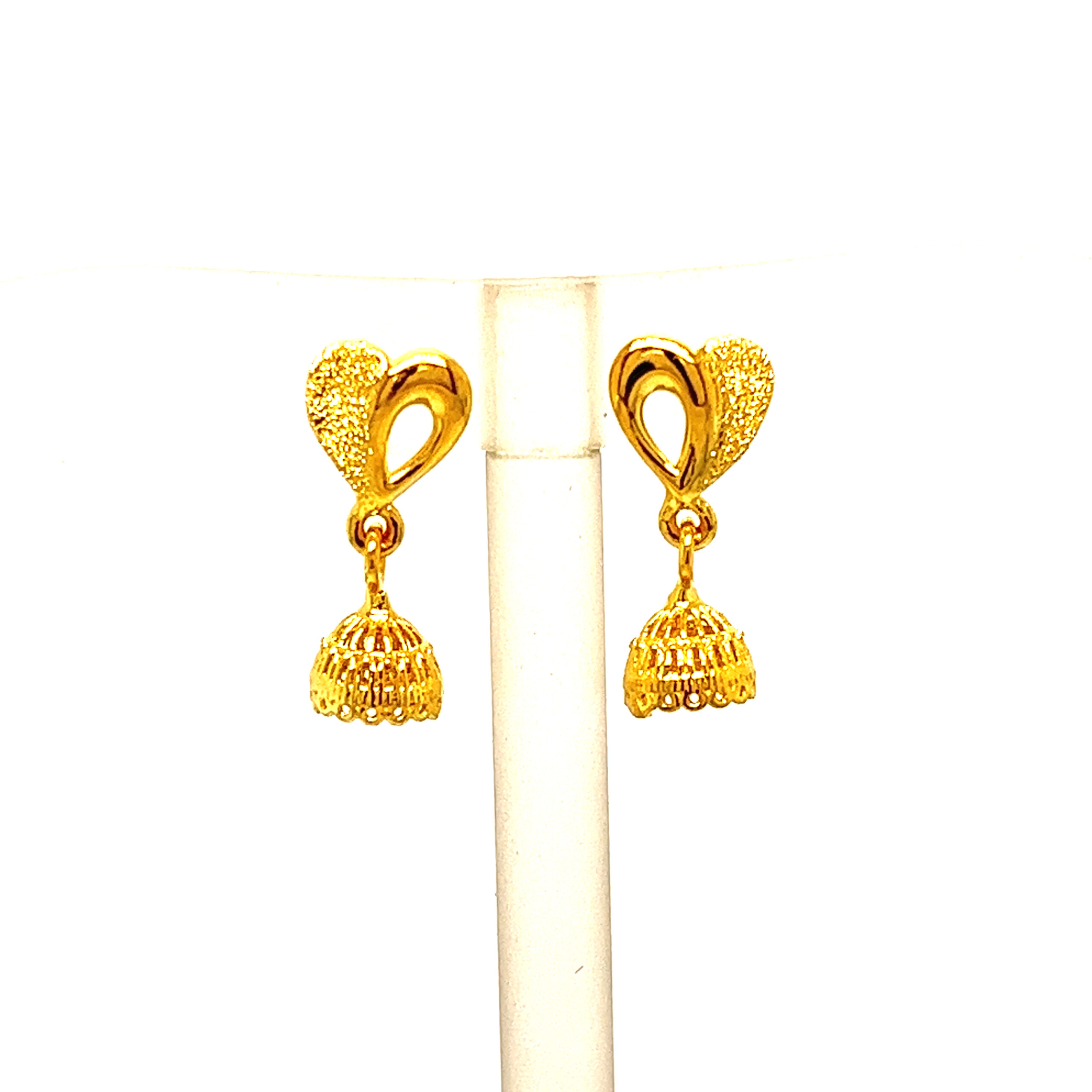 22k Yellow Gold Traditional Jhumki  Plain Earrings