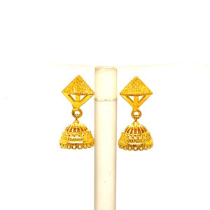 22k Yellow Gold Traditional Jhumki  Plain Earrings