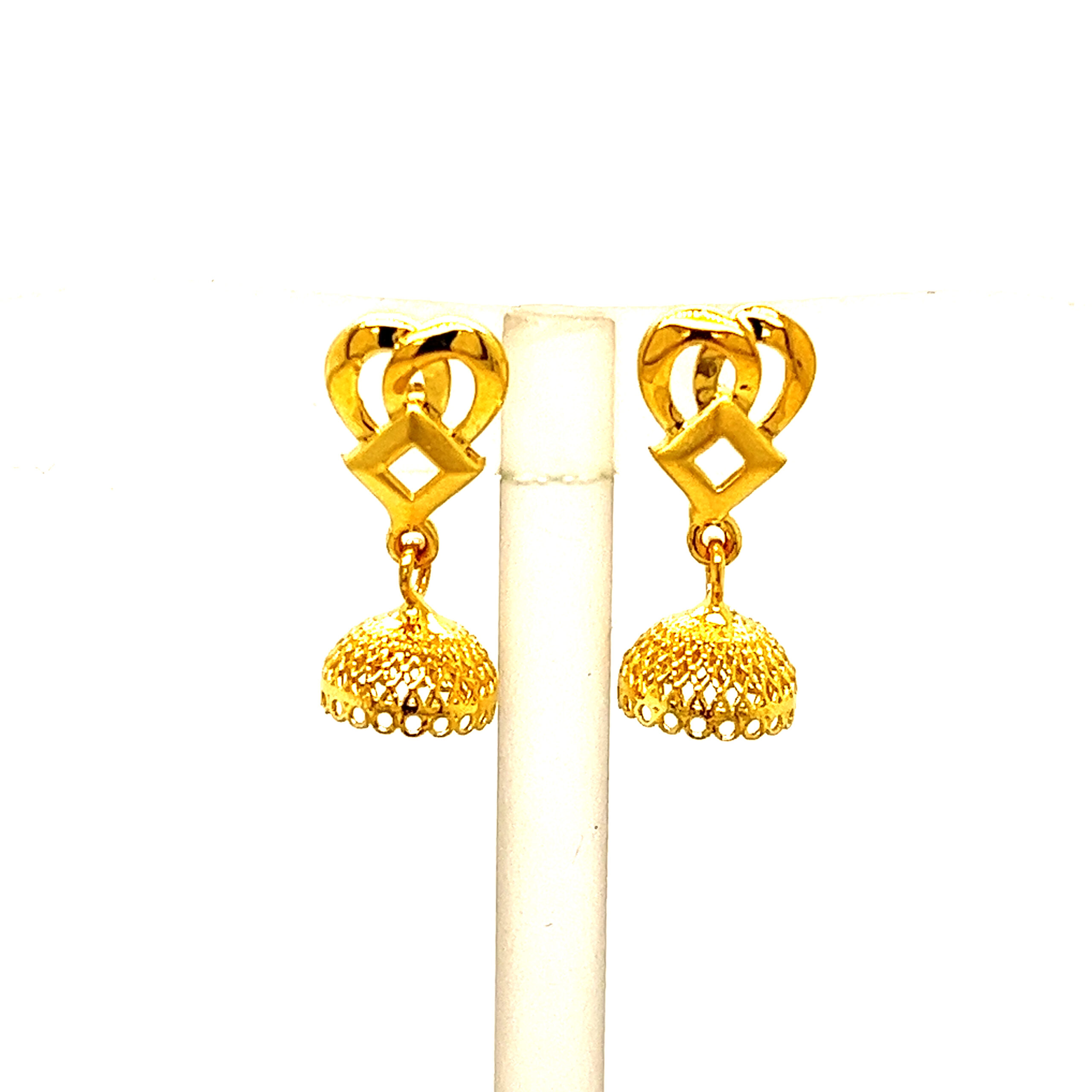 22k Yellow Gold Traditional Jhumki  Plain Earrings