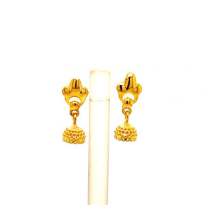 22k Yellow Gold Traditional Jhumki  Plain Earrings