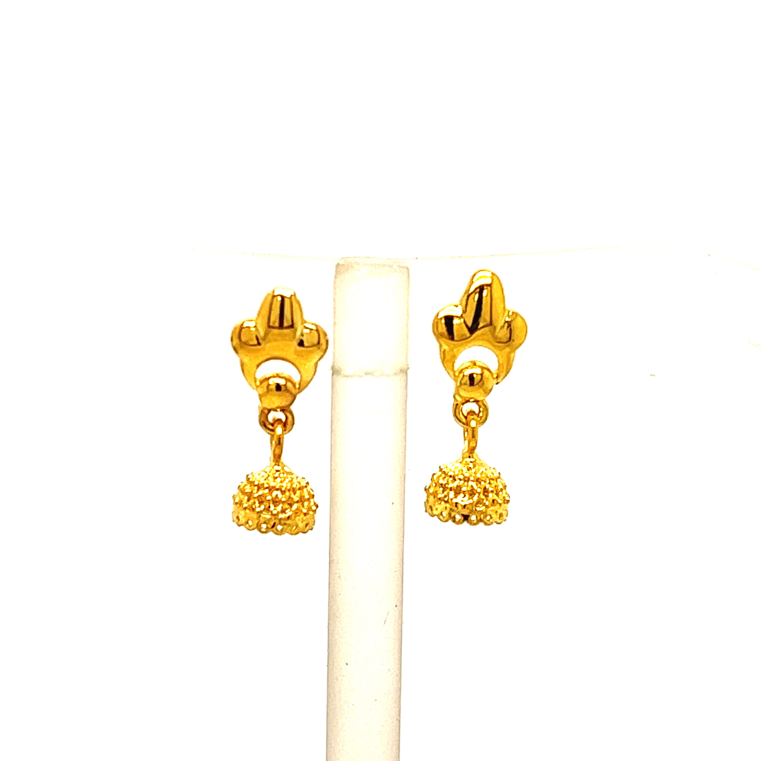 22k Yellow Gold Traditional Jhumki  Plain Earrings