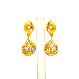 22k Yellow Gold Ultra Light Weight Sparkling Earrings
