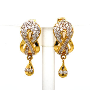 22k Yellow Gold CZ Royal Bali Earrings