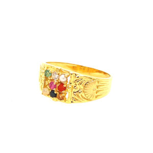 22k yellow gold navratan ring