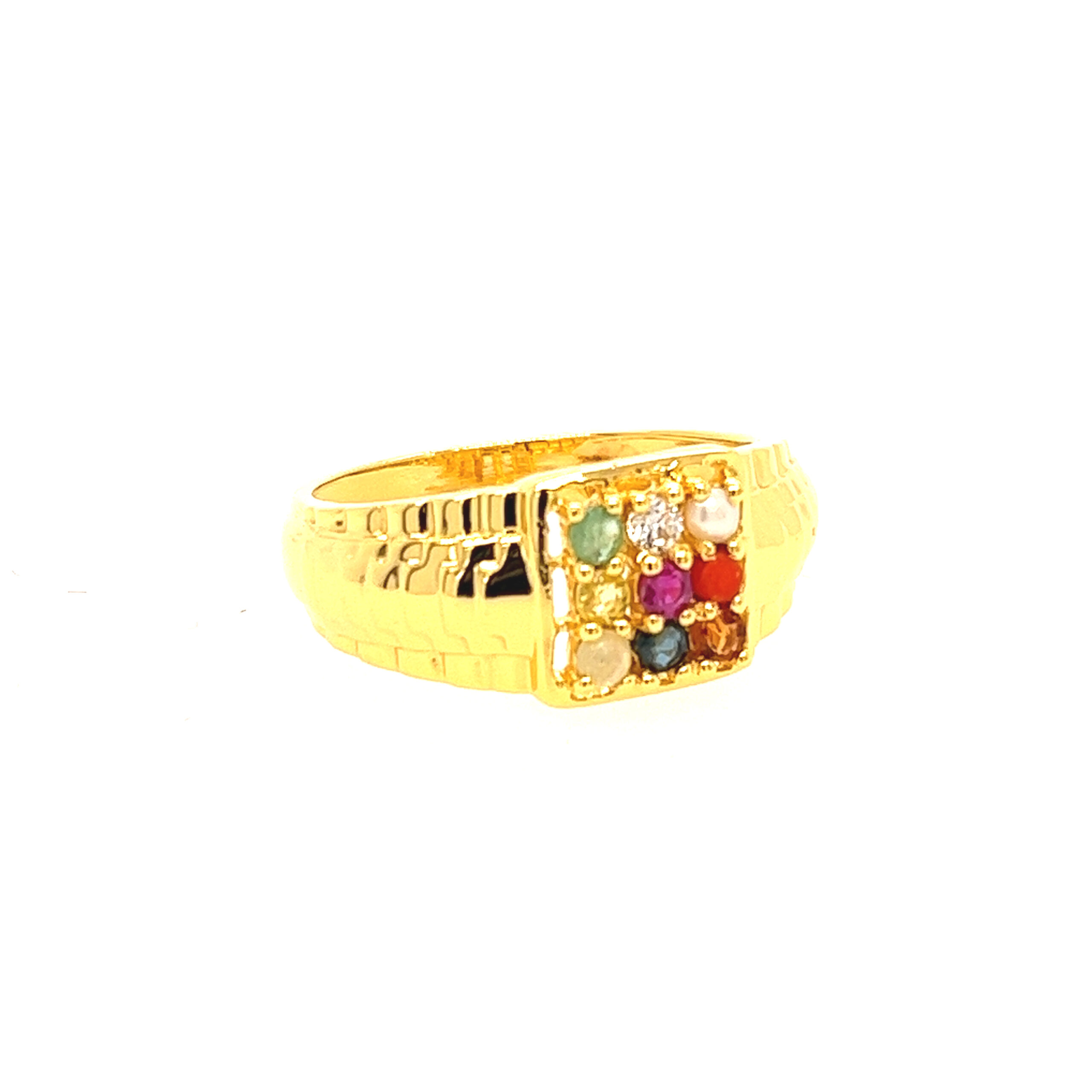 22k yellow gold navratan ring - Image 3